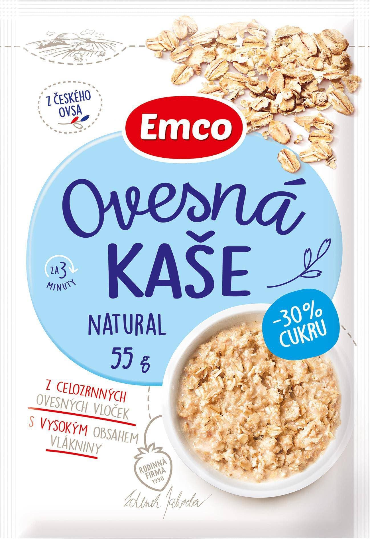 Emco Ovesná kaše natural -30% cukru 55 g