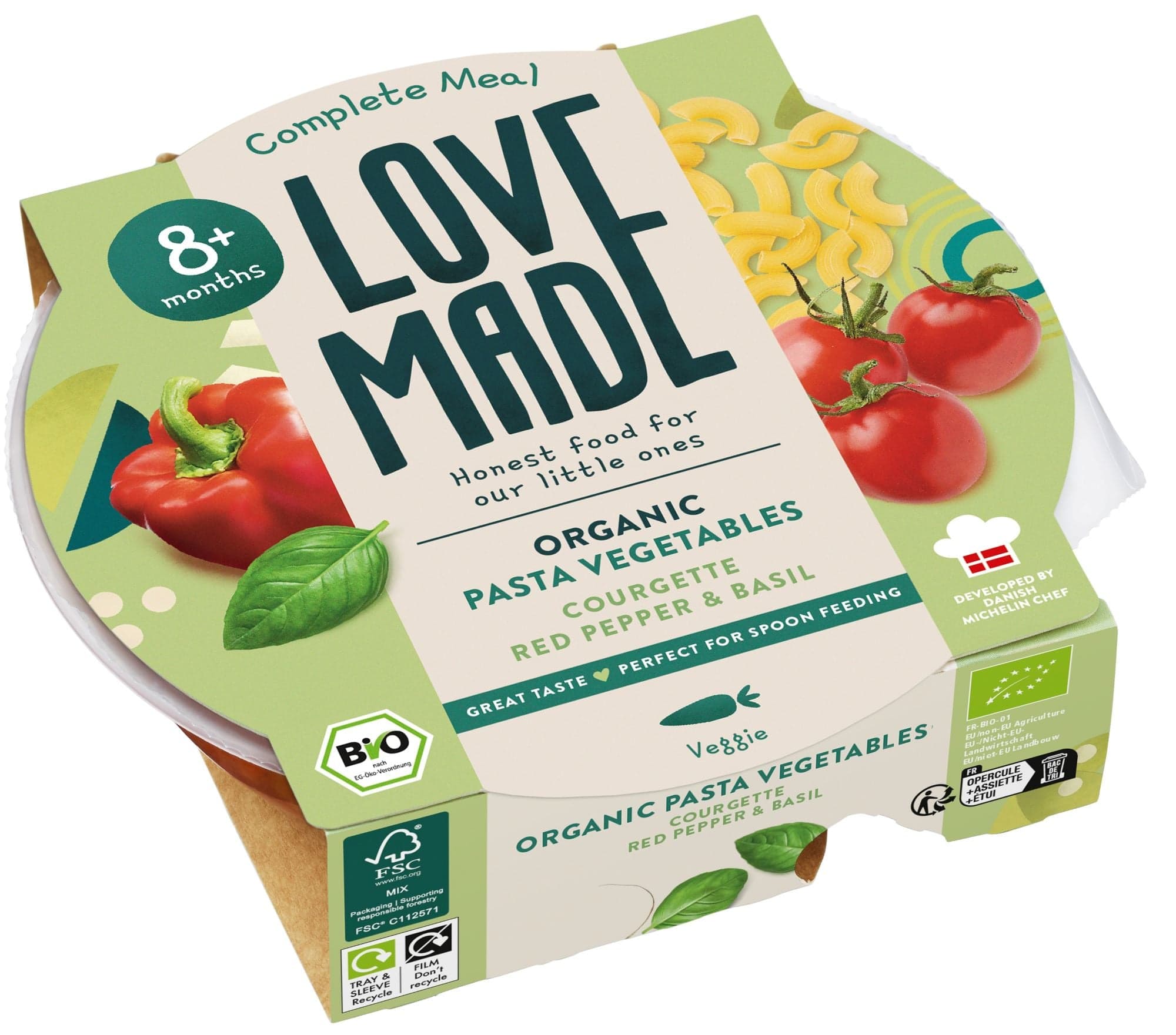 LoveMade BIO Těstoviny se zeleninovým ragú pro děti od 8. měsíce