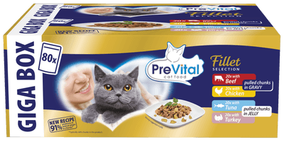 PreVital kapsičky pro kočky, maso, tuňák želé, omáčka 80x85g