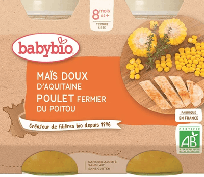 BabyBio BIO Sladká kukuřice s kuřecím masem 2x200g
