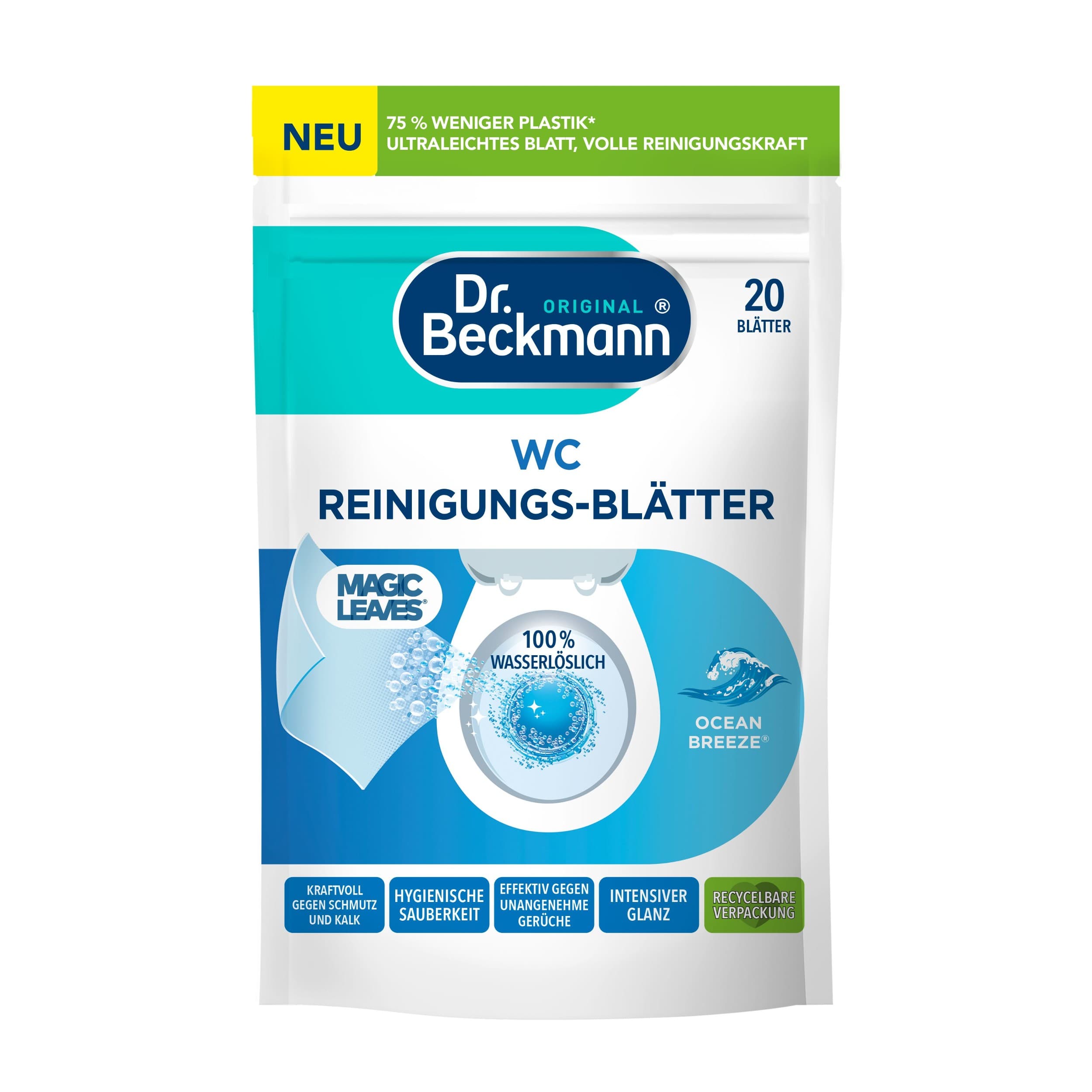 Dr. Beckmann Magic Leaves WC čistič Ocean Breeze 20ks