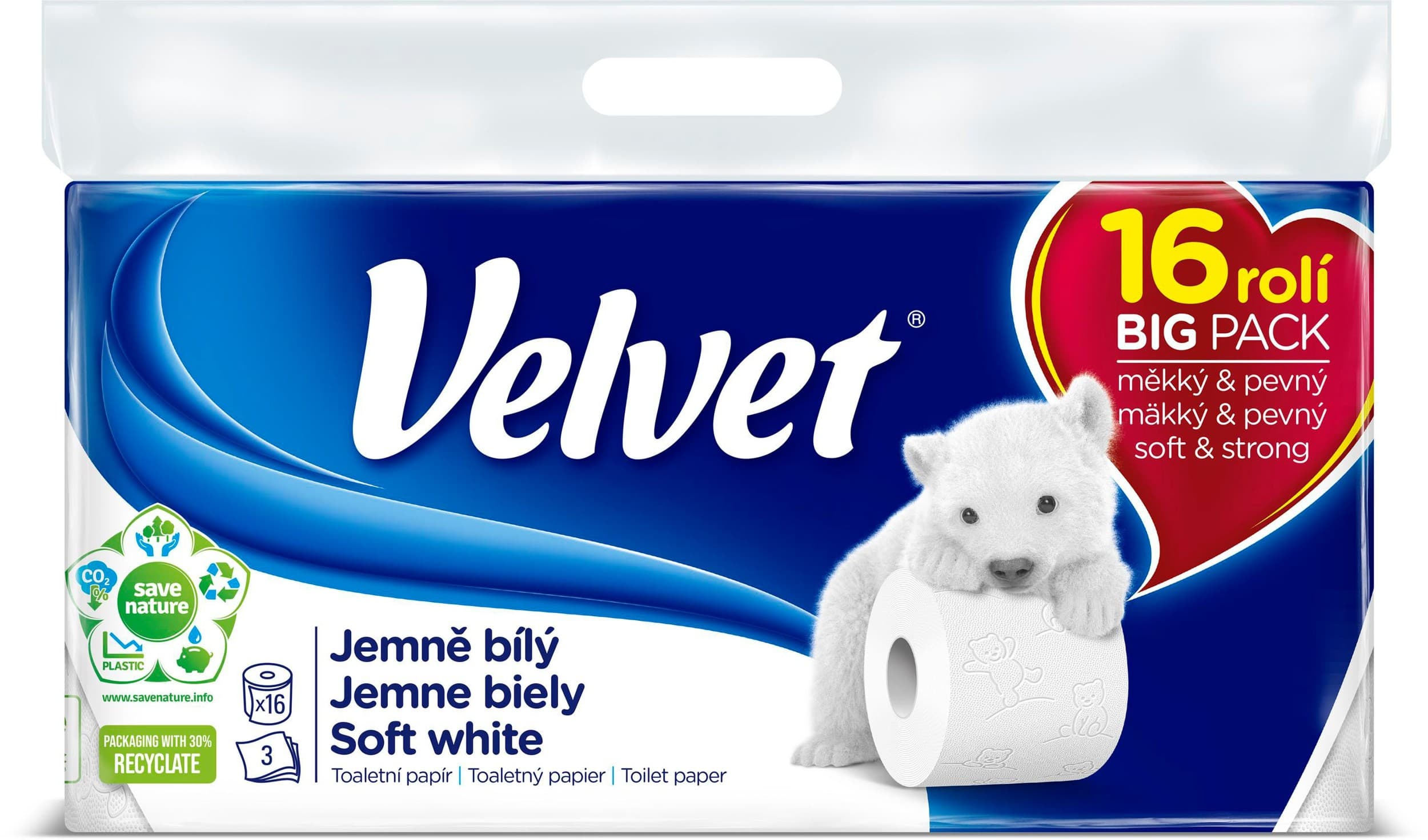 Velvet TP jemně bílý  3vrstvý 16ks