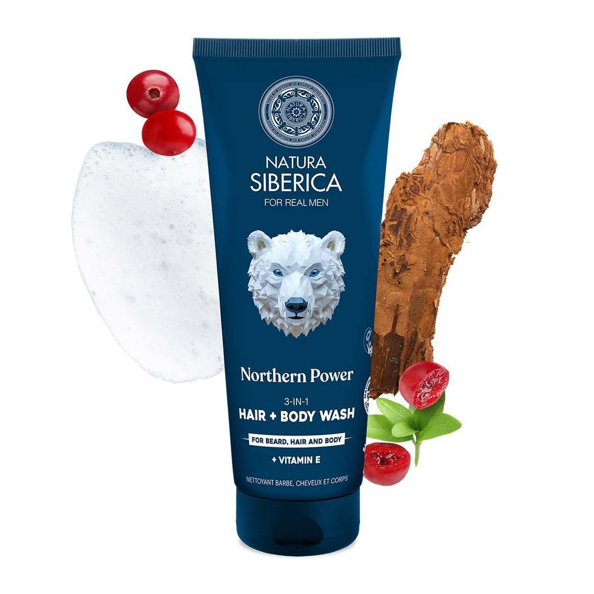 Natura Siberica Arctic Wild Mycí gel 3v1 na vlasy, tělo a vousy Severní síla 200 ml