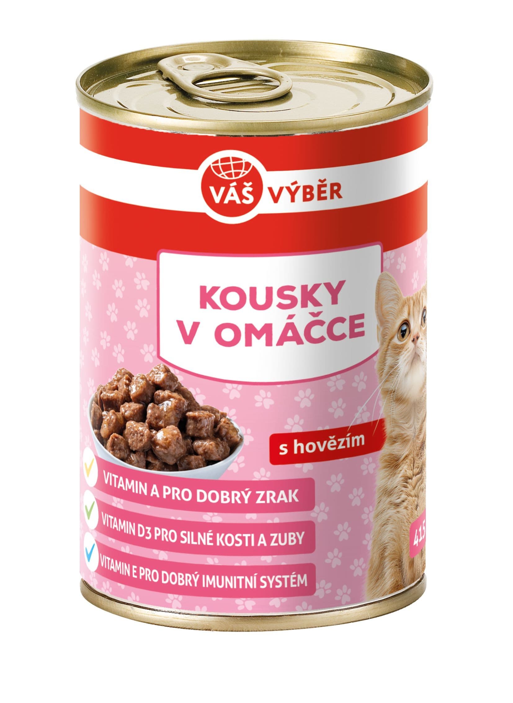 Váš výběr kousky kočka hovězí omáčka 415g