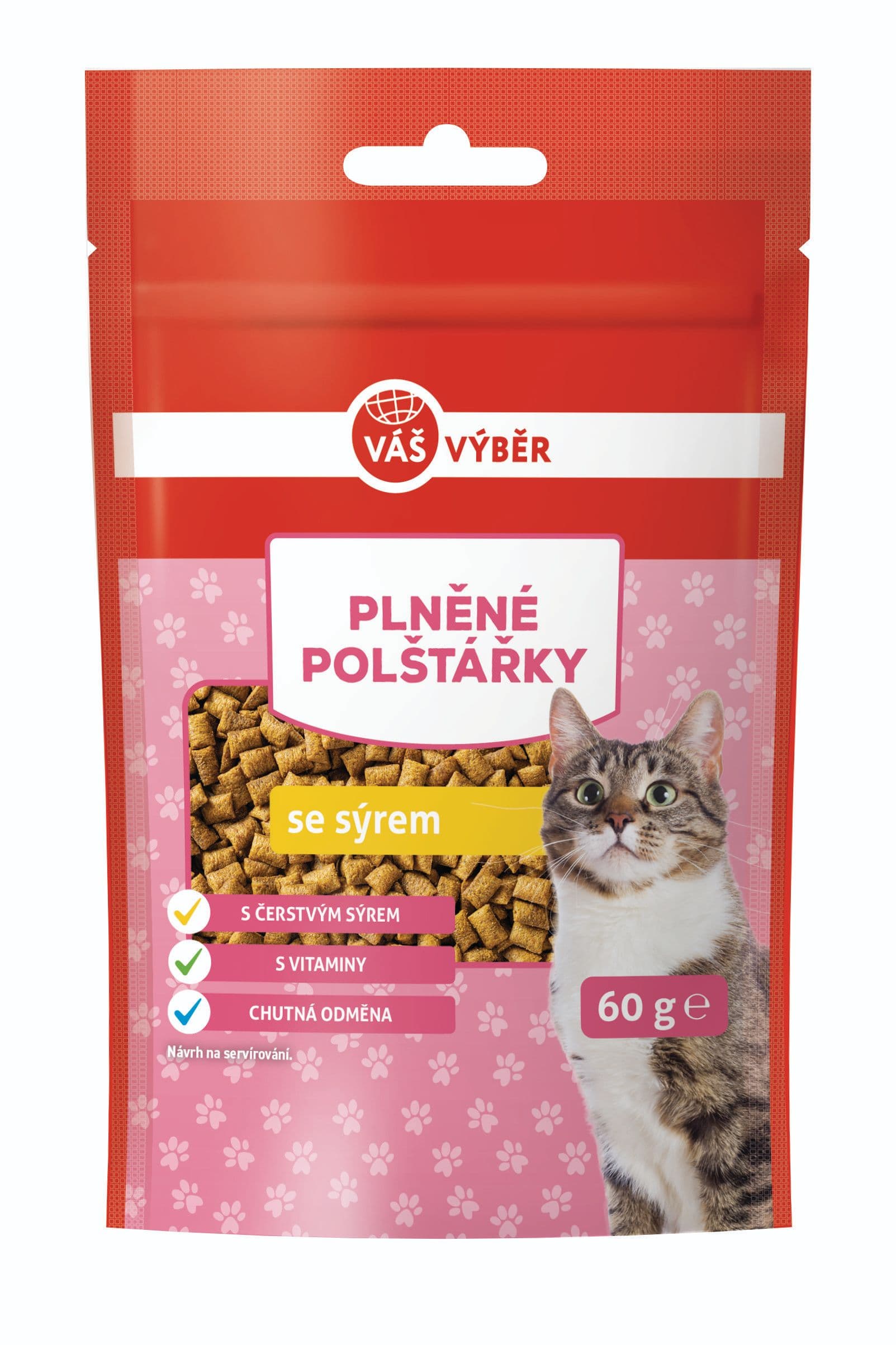 Váš výběr kočka kuře,sýr polštářky 60g