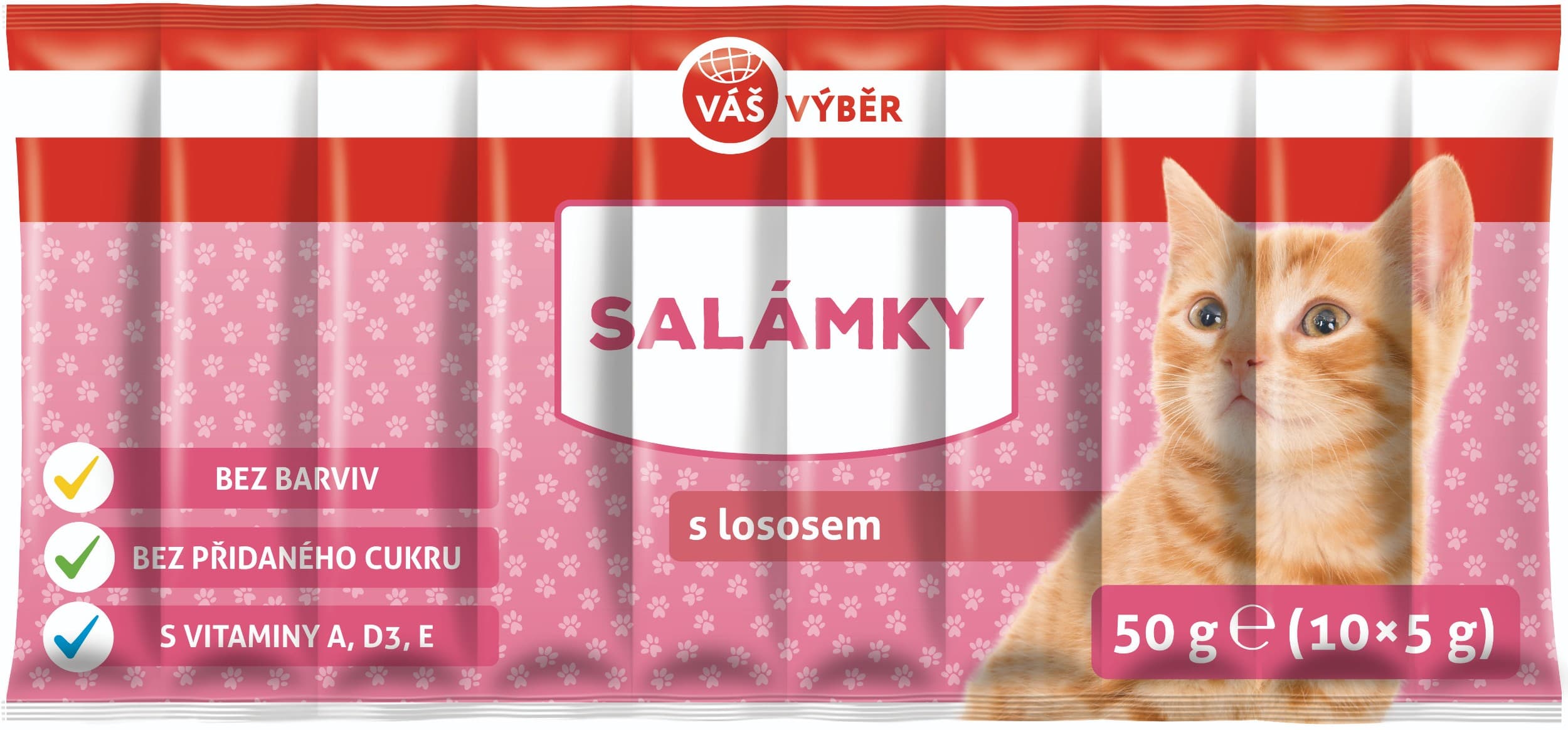 Váš výběr snack kočka tyčinky losos 50g