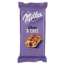 Milka Choco&Cake jemné pečivo s kousky mléčné čokolády z alpského mléka a náplní s čokoládou 35 g