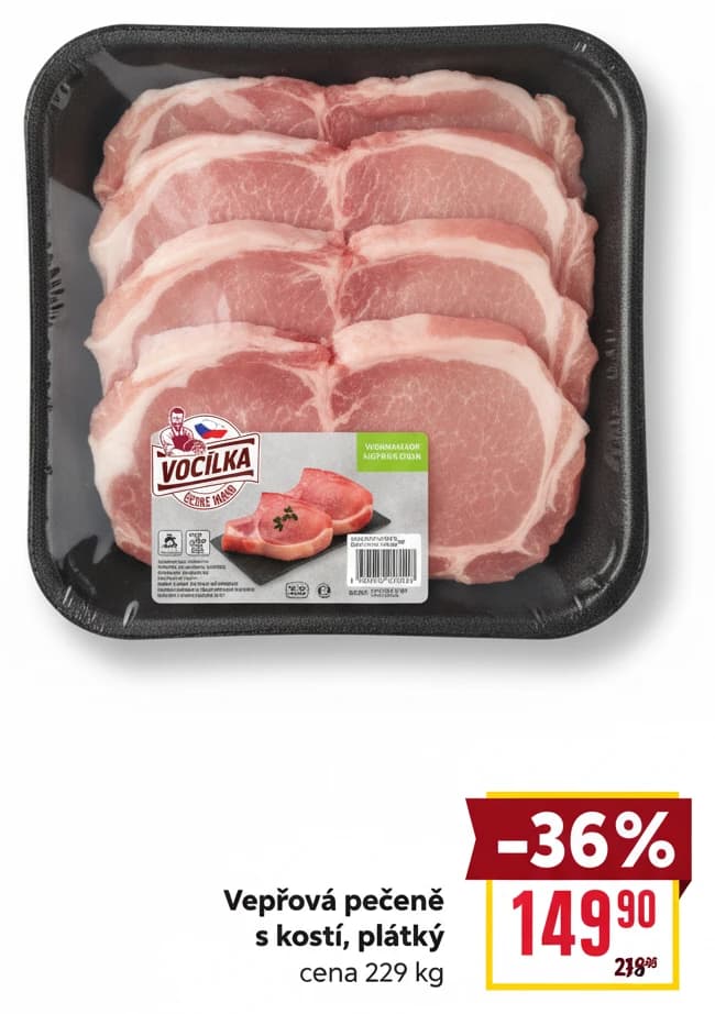 Vepřová pečeně s kostí, plátky