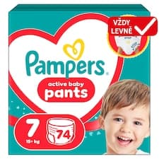 Pampers Active Baby Plenkové Kalhotky, Velikost 7, 74 Kusů, 15kg+