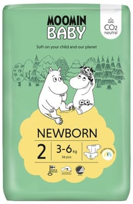 Moomin baby Newborn eko pleny, vel. 2 (3–6 kg)