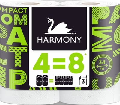 Harmony Compact Toaletní papír 3vrstvý, 4 role
