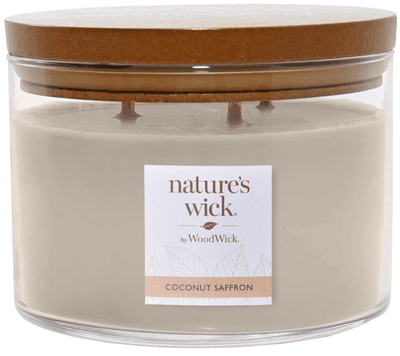 Wood Wick Coconut Saffron Vonná svíčka ve skle velká, 3 knoty