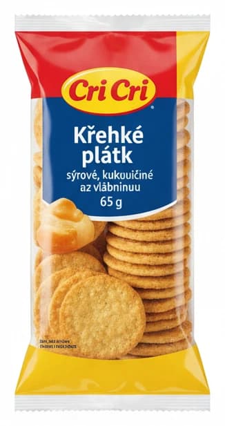 Křehké plátky sýrové, kukuřičné s vlákninou