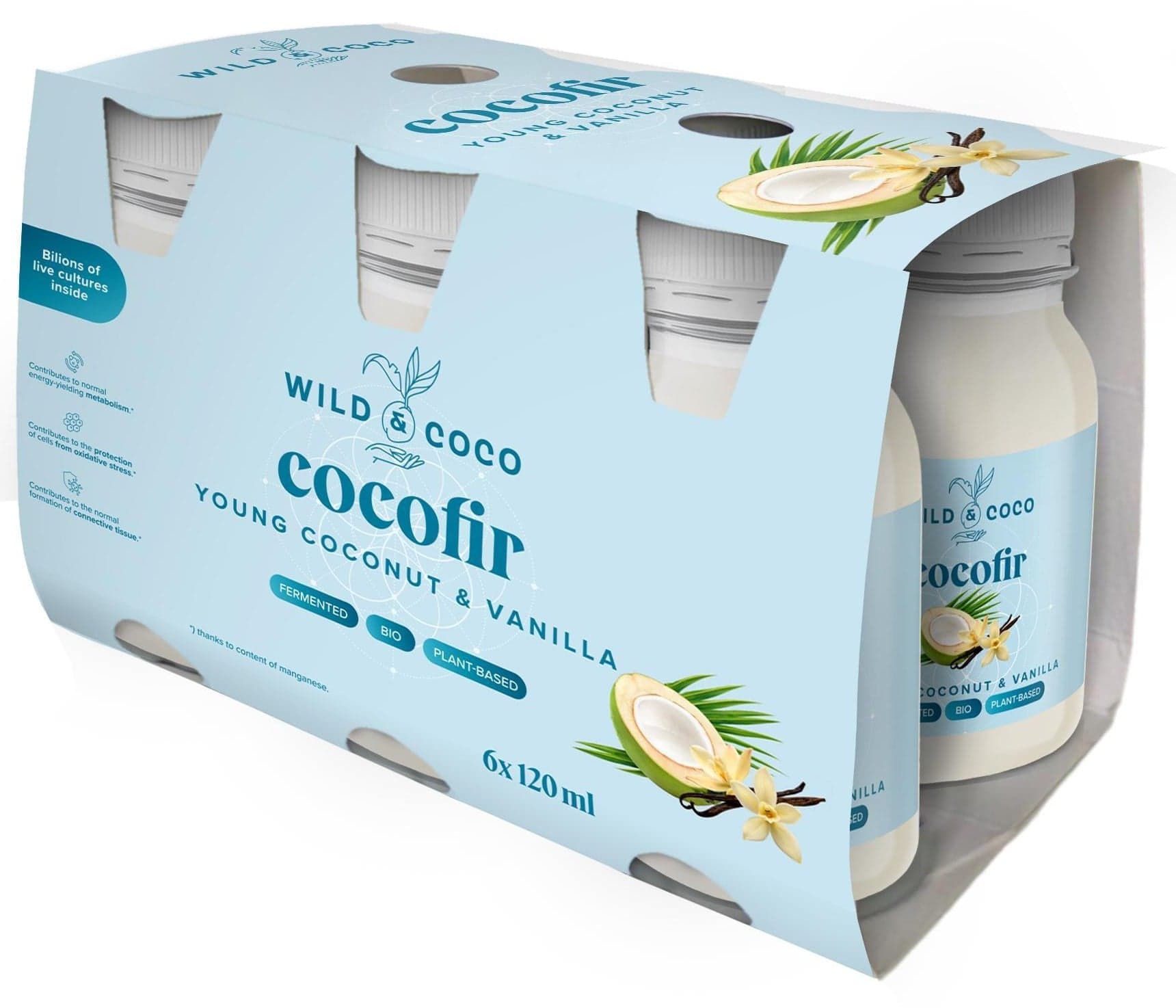 Wild & Coco BIO Cocofir Mladý kokos a vanilka (6×120 ml)