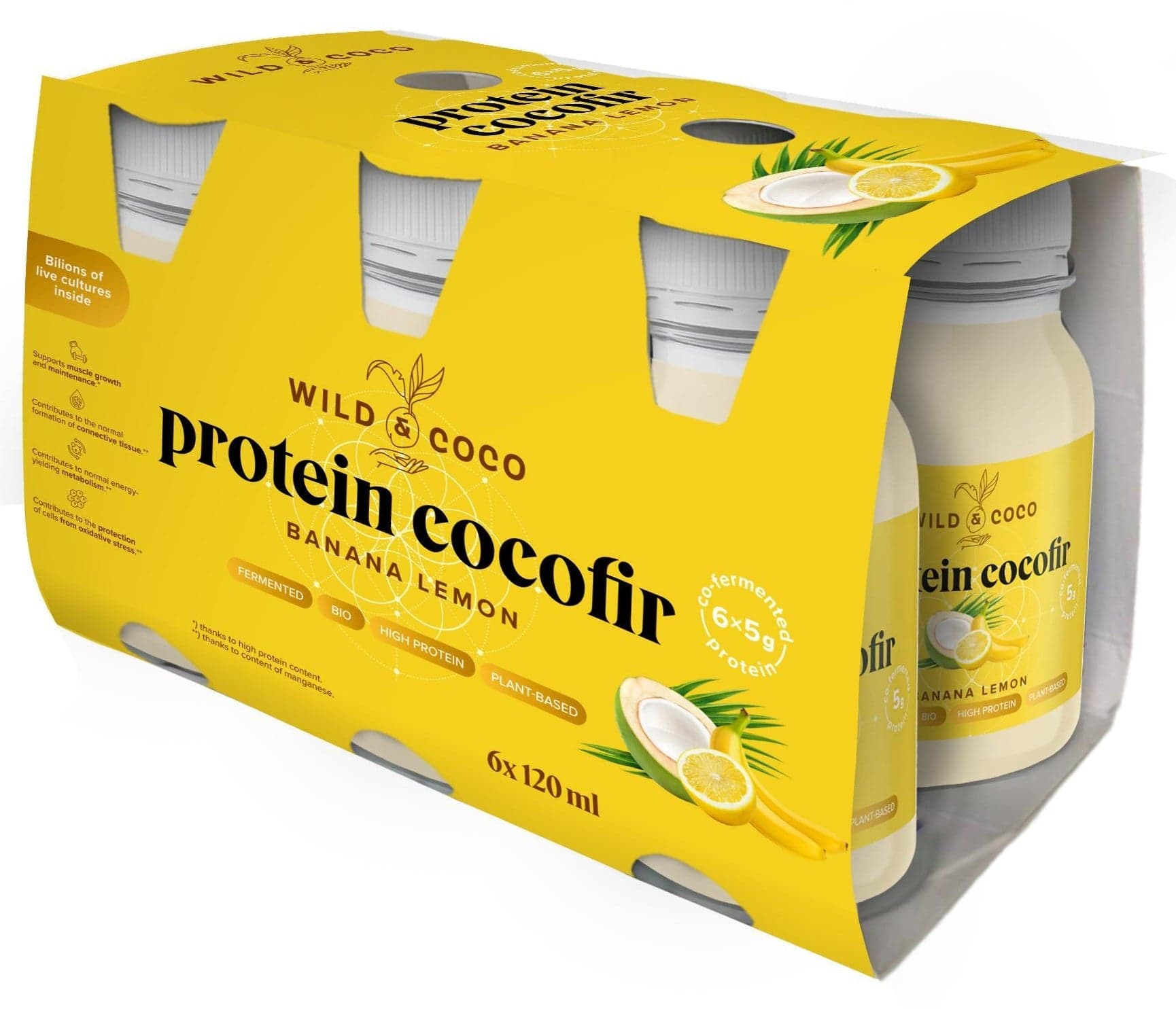 Wild & Coco BIO Protein cocofir Banán a citron (6×120 ml)