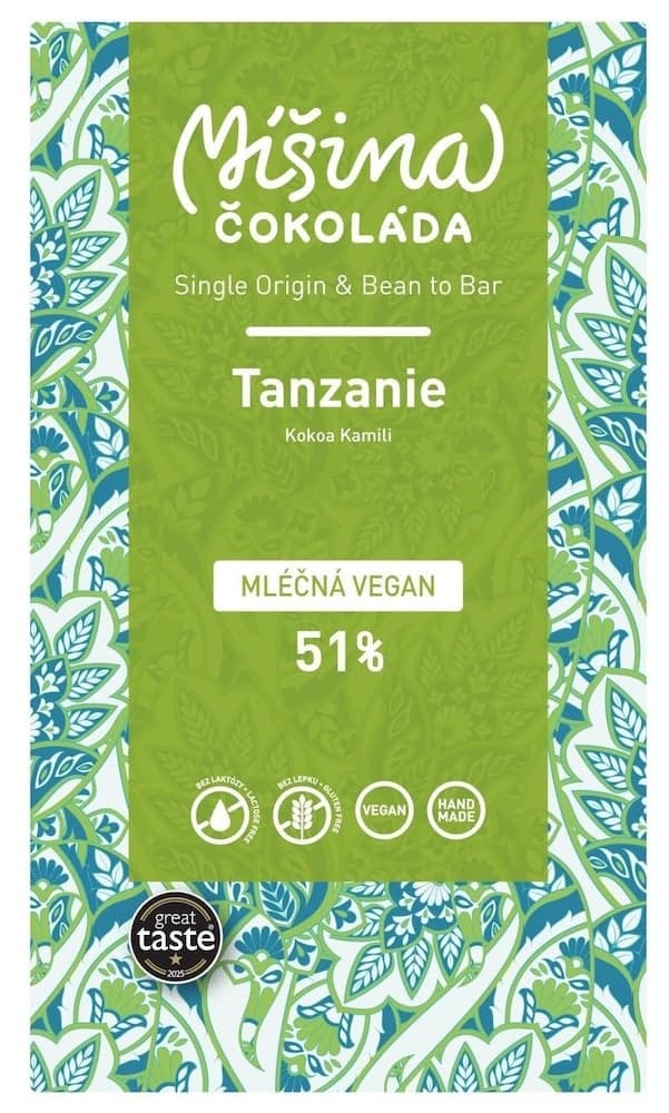 Míšina čokoláda Veganská mléčná čokoláda Tanzanie 51%