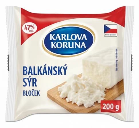 Balkánský sýr bloček 47% Karlova Koruna