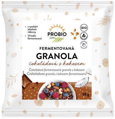 Probio Granola fermentovaná čokoládová s kokosem jednoporcová