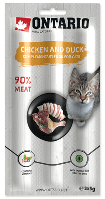 Ontario Tyčinky pro kočky Chicken&Duck 3x5g