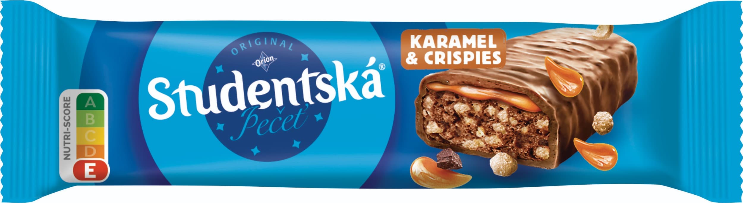 Orion Studentská pečeť Karamel&Crispies tyčinka 38g