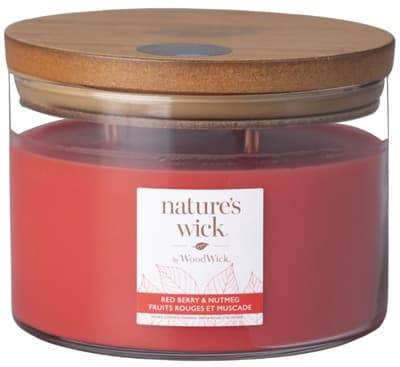 Wood Wick Redberry & Nutmeg Vonná svíčka ve skle velká, 3 knoty