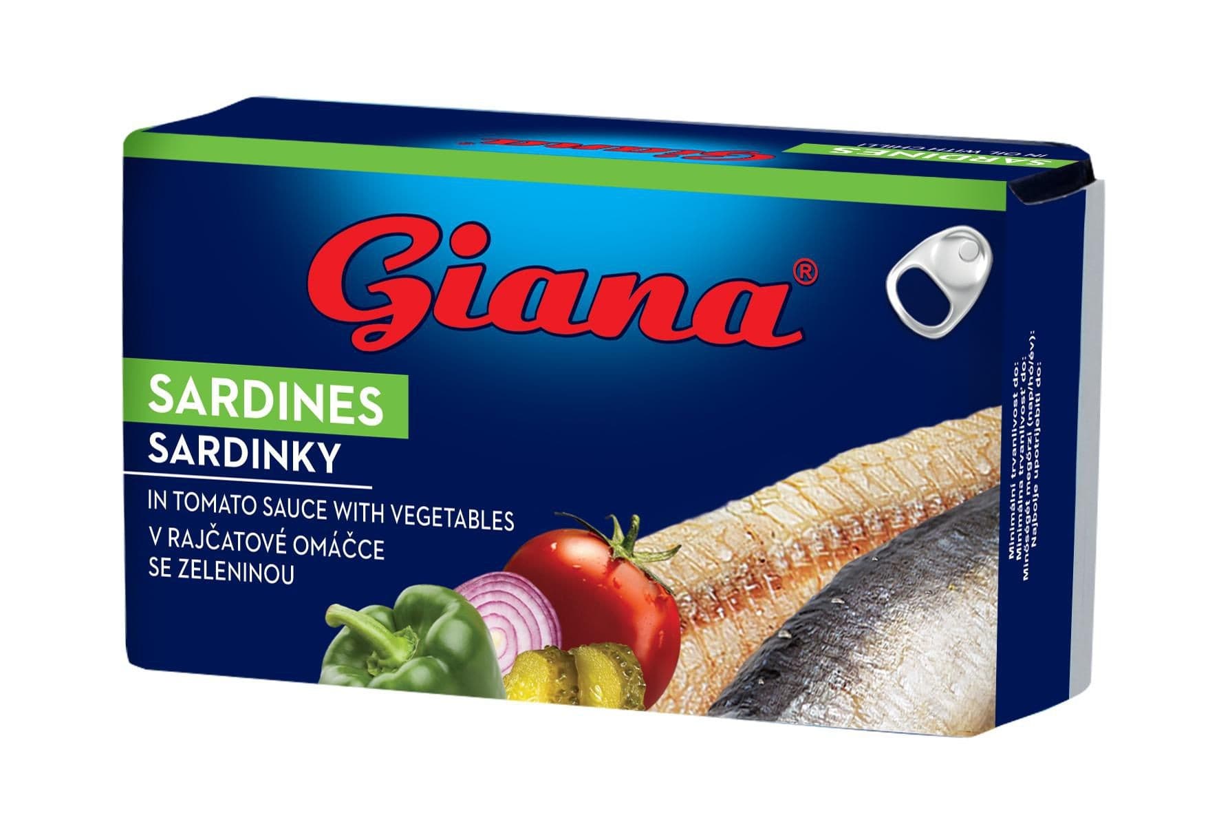Giana Sardinky v rajčatové omáčce se zeleninou 125 g