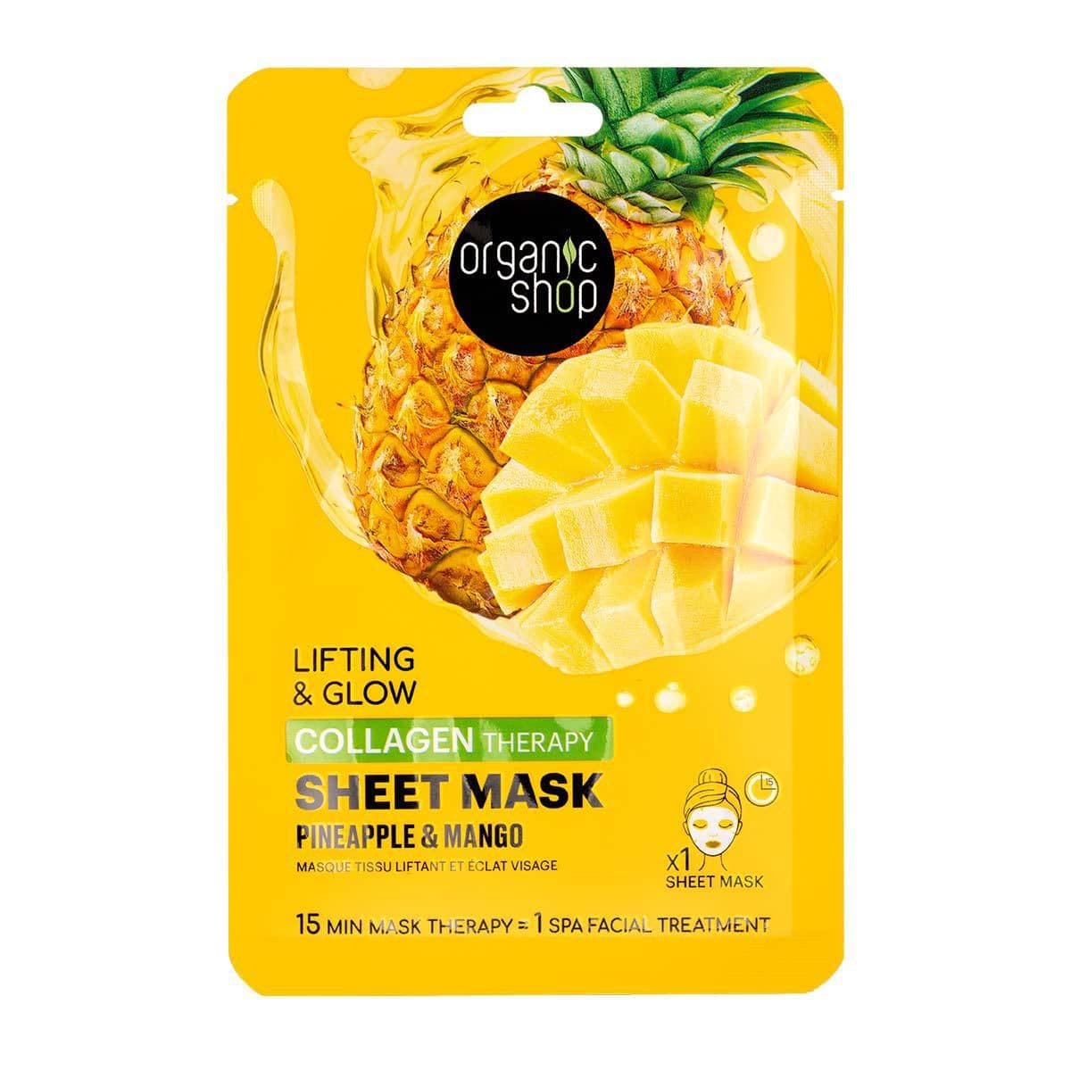 Organic Shop Kolagenová plátýnková maska Ananas a mango 1 ks
