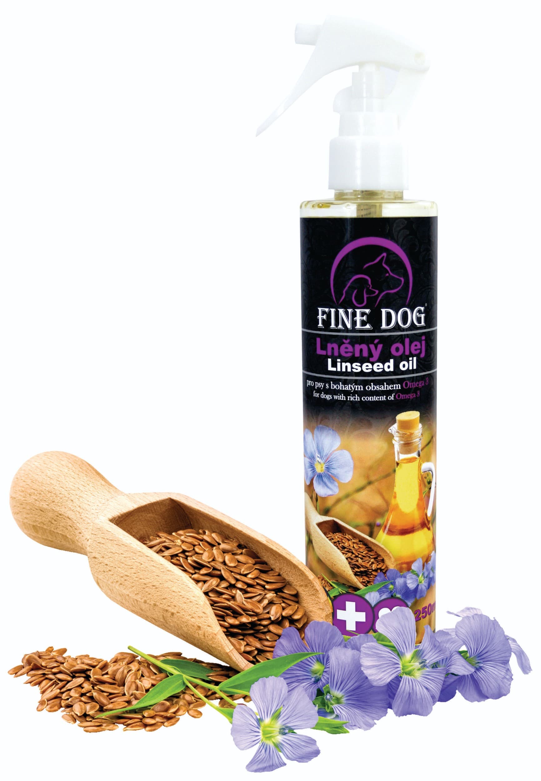 FINE DOG Lněný olej s rozprašovačem 250ml