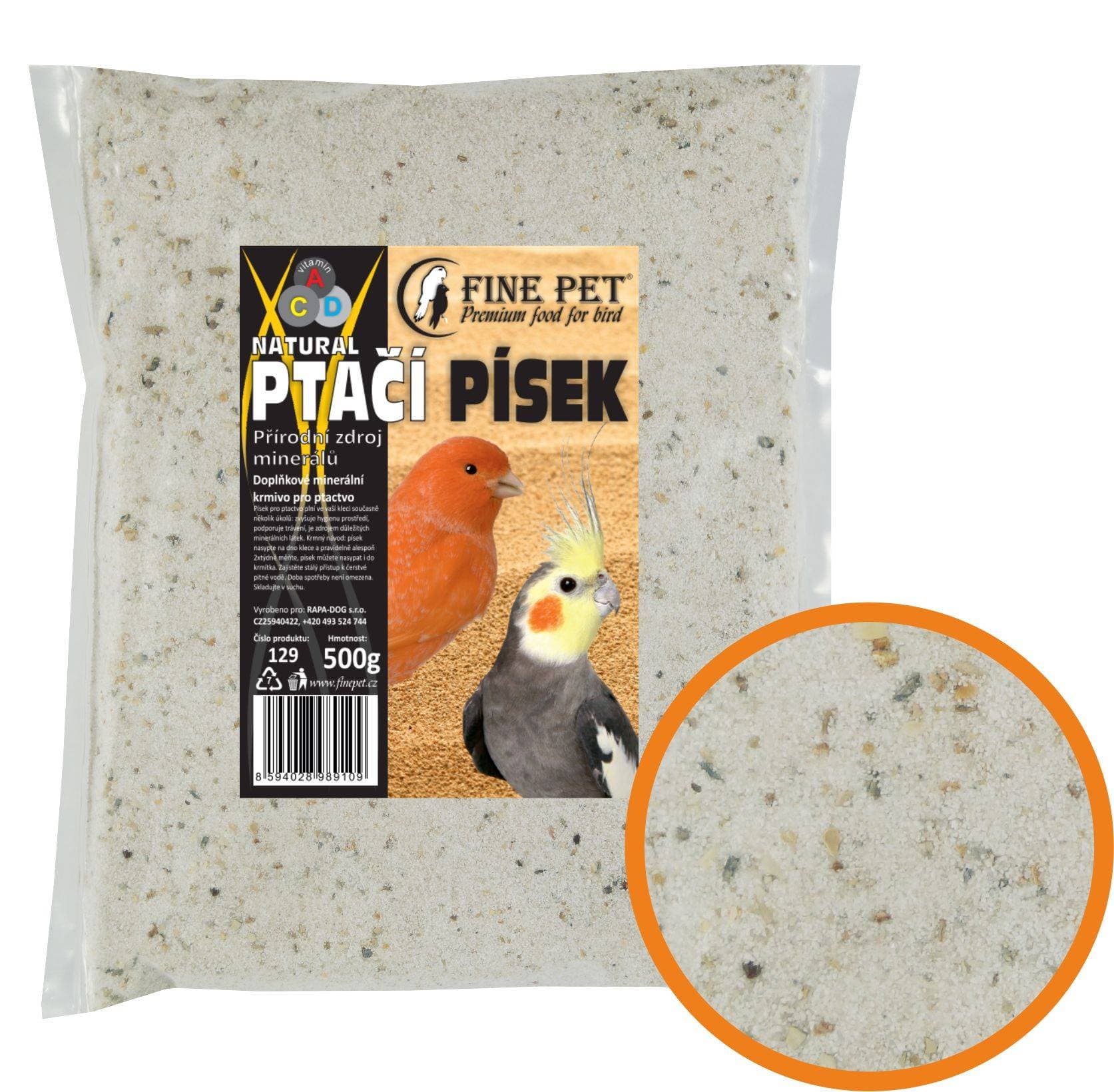 FINE PET Ptačí písek 500g - SÁČEK