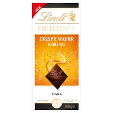Lindt Excellence Hořká čokoláda s kousky sušenek a kousky s chutí pomerančové šťávy 100g