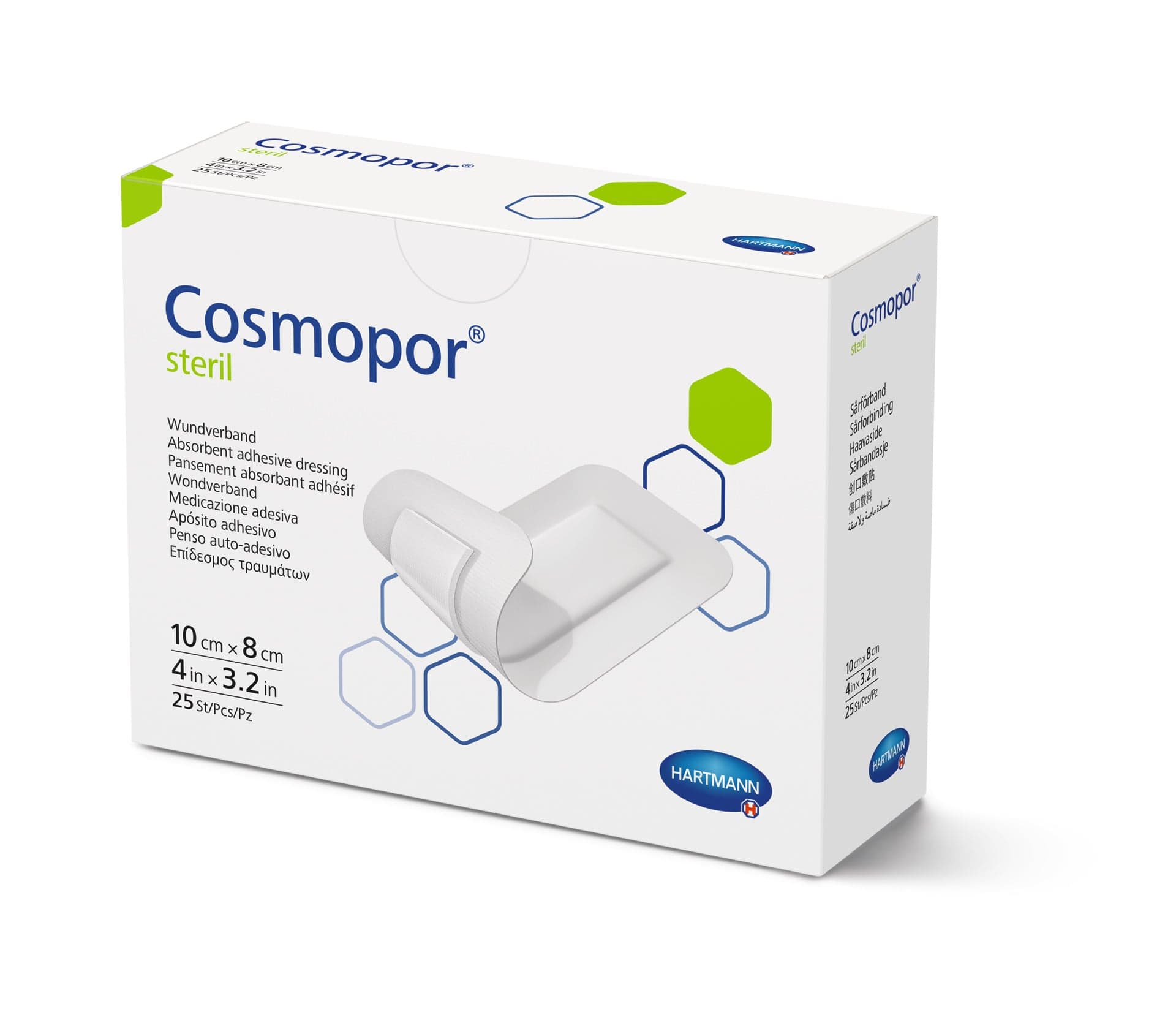 NÁPLAST HYPOALERGENNÍ COSMOPOR STERILNÍ 8X10CM,S POLŠTÁŘKEM,1KS