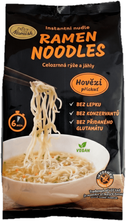 Ňamish Instantní nudle celozrnné s hovězí příchutí