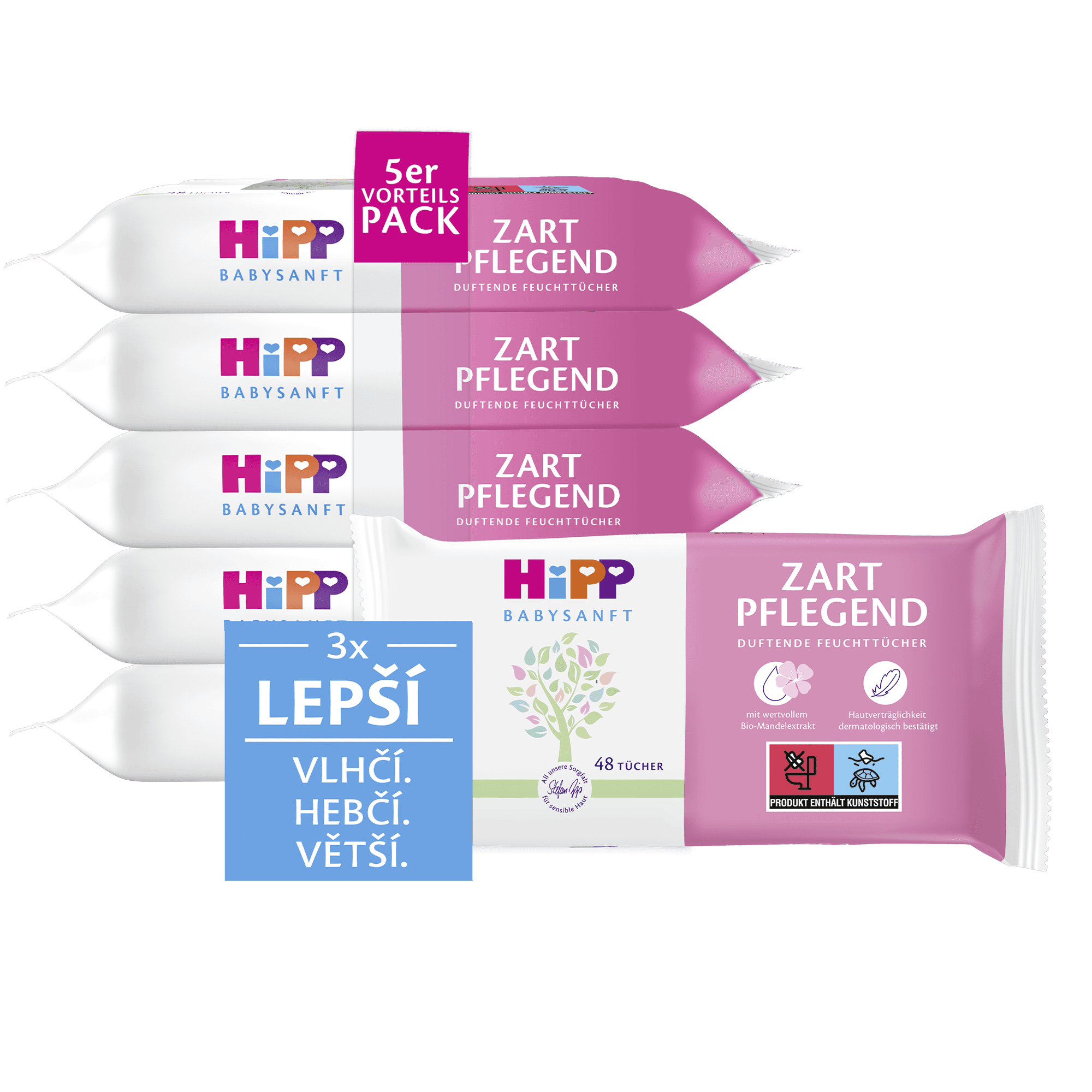 HiPP Babysanft Čistící vlhčené ubrousky 5×48 ks