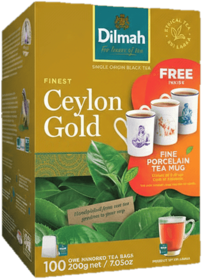 Dilmah Ceylon Gold pravý cejlonský čaj s porcelánovým šálkem (100×2 g)