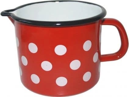 Hrnek s nálevk. 12 cm červený puntík