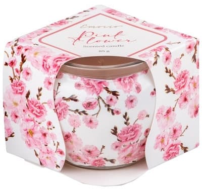 Emocio Pink Flower vonná svíčka, sklo dekor (70 x 62 mm)