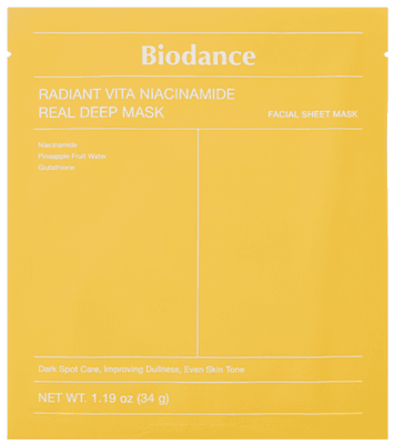 Biodance Radiant Vita Niacinamide Real Deep Mask Rozjasňující pleťová maska s niacinamidem, 34 g