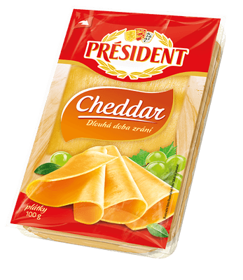 Président Cheddar plátkový sýr