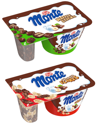 Zott Monte Mix příchutí (Waffle sticks, Choco flakes), 1ks