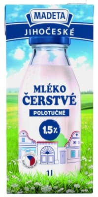 Madeta Jihočeské mléko čerstvé polotučné 1,5%