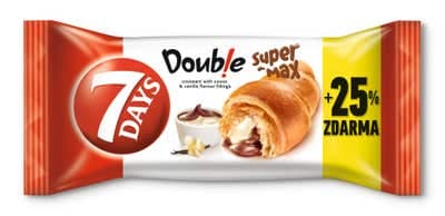 7 Days Super Max Double Croissant s náplní s kakaem a s náplní s vanilkovou příchutí