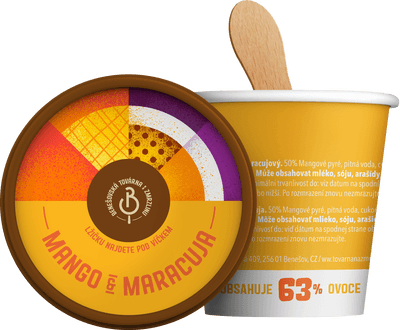 Benešovská továrna na zmrzlinu Sorbet Mango & Maracuja, kelímek
