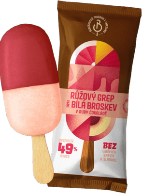 Benešovská továrna na zmrzlinu Růžový grep & bílá broskev v ruby čokoládě