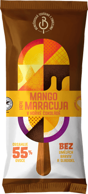 Benešovská továrna na zmrzlinu Sorbet Mango & maracuja v hořké čokoládě, nanuk