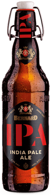 Bernard IPA, svrchně kvašené kvasnicové plné světlé pivo, sklo