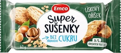 Emco Super sušenky bez přidaného cukru Lískový Oříšek