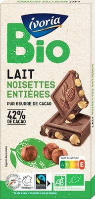 Ivoria BIO Mléčná čokoláda s celými lískovými oříšky