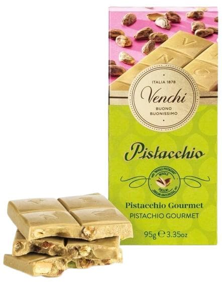 Venchi Bílá čokoláda s pistáciovou pastou a slanými pistáciemi
