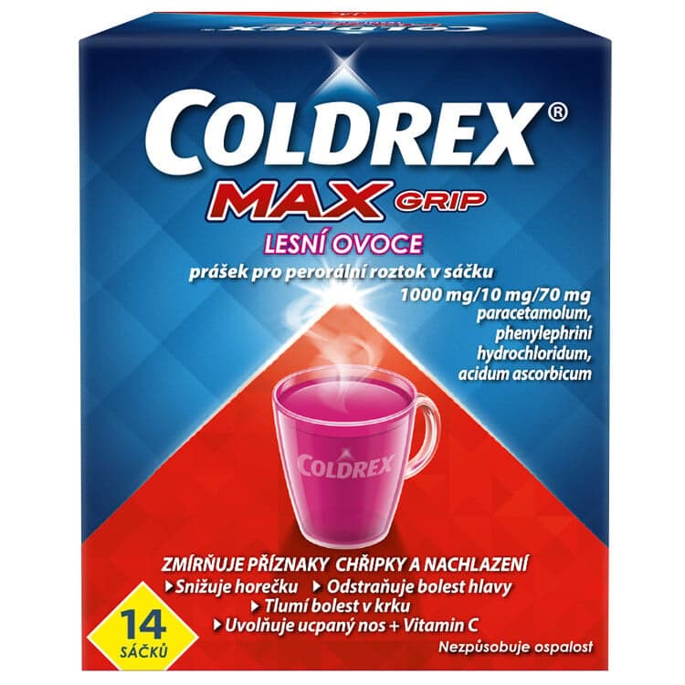 COLDREX MAXGRIP LESNÍ OVOCE 1000MG/10MG/70MG Prášek pro perorální roztok v sáčku 14