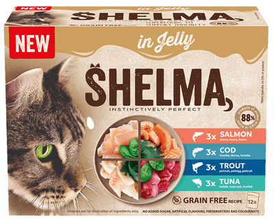 Shelma kapsičky pro kočky, mix ryb, želé 12x85g